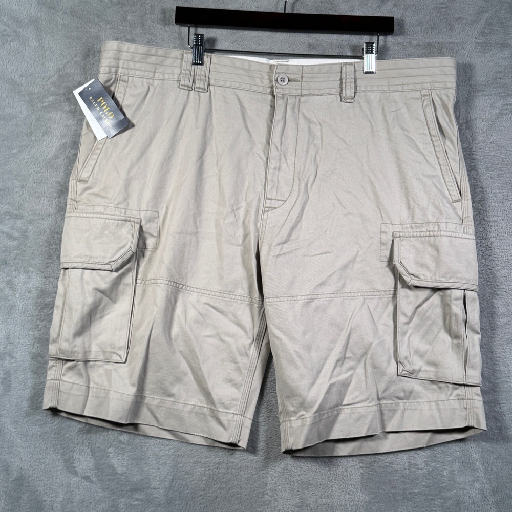 Polo Ralph Lauren Cargo Shorts Mens 42T (Act 44) Tall Beige Cotton $120